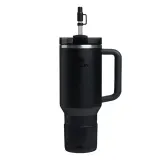 Набор силиконовых аксессуаров для Stanley Quencher 1,18 л: накладка на дно и 2 колпачка для трубочки, чёрный Black — фото 2