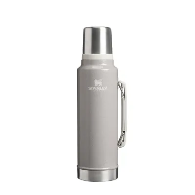 Термос Stanley Legendary Classic 1,4 л стальной вакуумный, со складной ручкой и крышкой-кружкой, Hammertone Ash серый