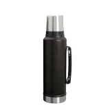 Термос Stanley Legendary Classic 1,4 л стальной вакуумный, со складной ручкой, проточной пробкой и крышкой-кружкой, Black 2.0 чёрный — фото 1