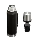 Термос Stanley Legendary Classic 1,4 л стальной вакуумный, со складной ручкой, проточной пробкой и крышкой-кружкой, Black 2.0 чёрный — фото 2