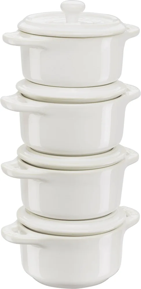 Мини-кокоты керамические Staub Gift Giving, набор 4 шт, 200 мл, 10 см, цвет слоновая кость, для духовки