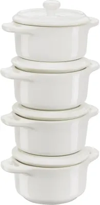 Мини-кокоты керамические Staub Gift Giving, набор 4 шт, 200 мл, 10 см, цвет слоновая кость, для духовки