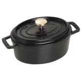 Кастрюля чугунная овальная Staub La Cocotte 600 мл, эмалированная, антипригарная, с крышкой, чёрная — фото 1
