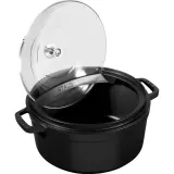Крышка стеклянная Staub 26 см для чугунных кастрюль La Cocotte и сковород, с чугунным ободом — фото 2