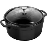Крышка стеклянная Staub 26 см для чугунных кастрюль La Cocotte и сковород, с чугунным ободом — фото 4