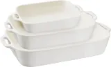 Набор из 3 прямоугольных керамических блюд Staub Cooking 1,1 л, 2,4 л, 4,5 л, белые — фото 1