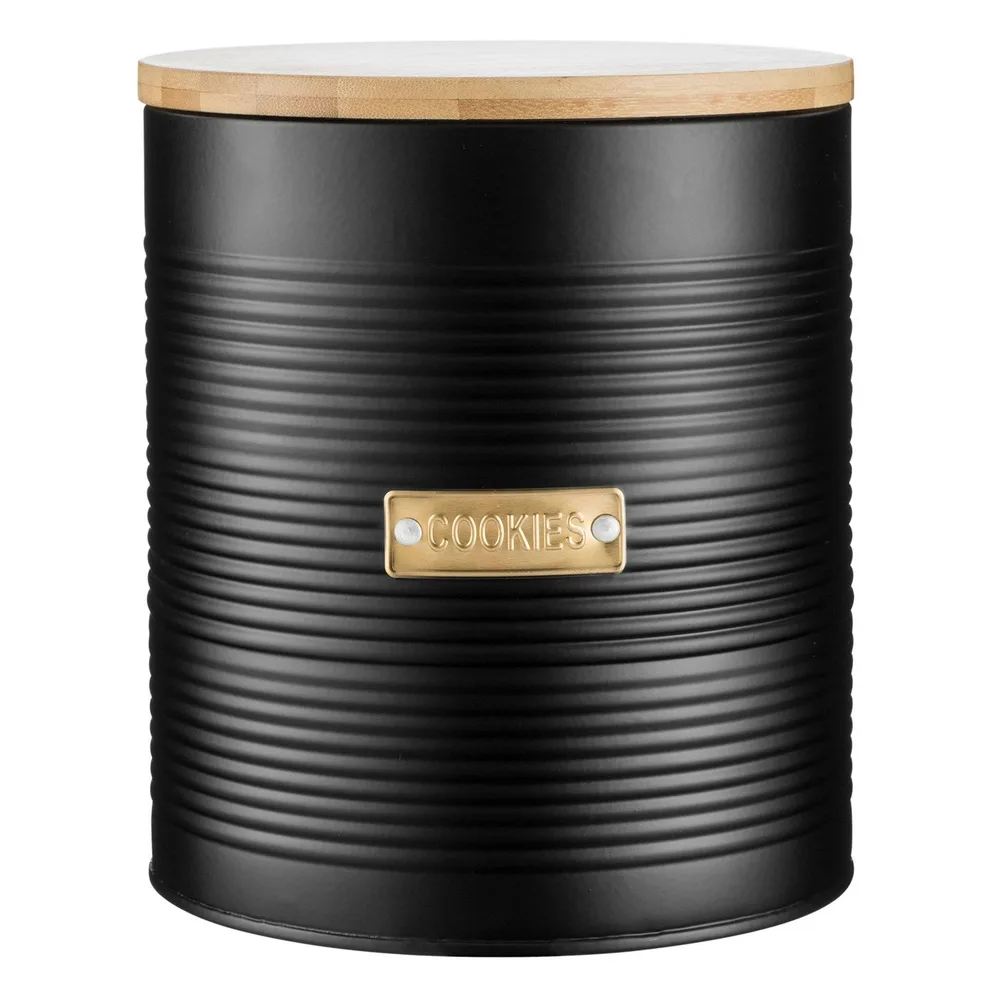 Контейнер для печенья Typhoon Otto Black 2,6 л, сталь с бамбуковой крышкой, чёрный