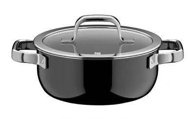 Низкая кастрюля WMF Fusiontec Mineral Pro Black 20 см, 2,4 л, с крышкой, чёрная