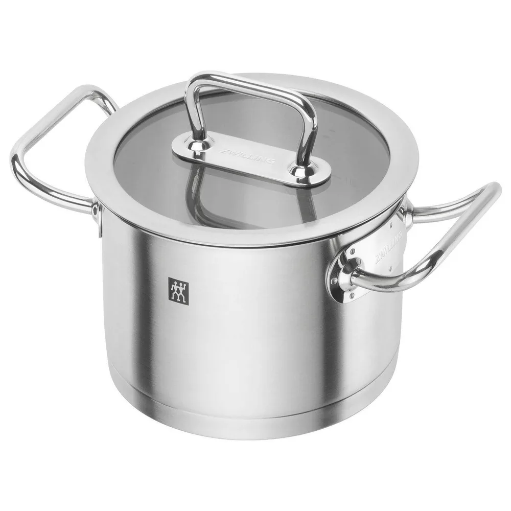 Высокая кастрюля Zwilling Pro 16 см 2 л со стеклянной крышкой, нержавеющая сталь, для индукции, серебристая
