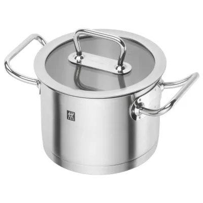 Высокая кастрюля Zwilling Pro 16 см 2 л со стеклянной крышкой, нержавеющая сталь, для индукции, серебристая