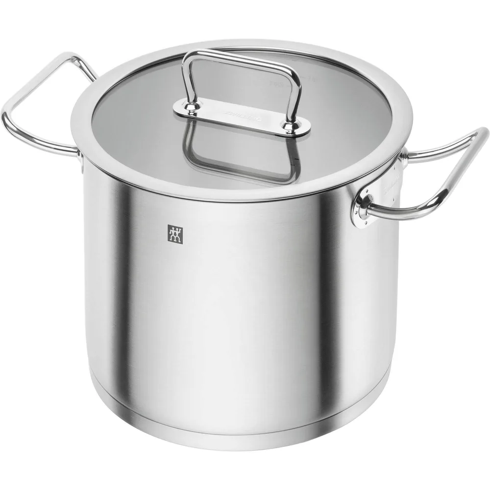 Высокая кастрюля Zwilling Pro 24 см 8,1 л с крышкой, нержавеющая сталь, для индукции, серебристая