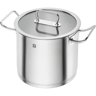 Высокая кастрюля Zwilling Pro 24 см 8,1 л с крышкой, нержавеющая сталь, для индукции, серебристая