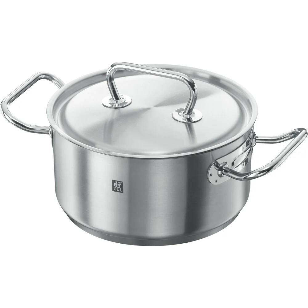 Низкая кастрюля Zwilling Twin Classic 20 см 3 л с крышкой, нержавеющая сталь, дно Cookstar, для индукции, серебристая