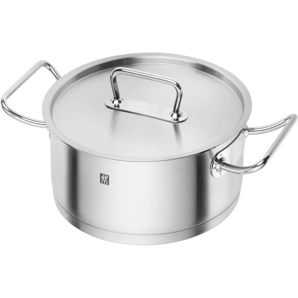 Низкая кастрюля Zwilling Pro S 24 см 4,3 л с крышкой, нержавеющая сталь, для индукции и духовки, серебристая