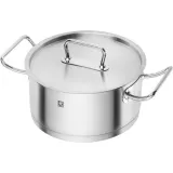 Низкая кастрюля Zwilling Pro S 24 см 4,3 л с крышкой, нержавеющая сталь, для индукции и духовки, серебристая — фото 1