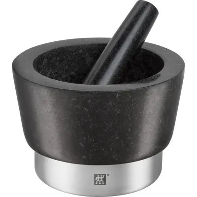 Ступка с пестиком Zwilling Spices из чёрного гранита, диаметр 15 см, высота 10,2 см