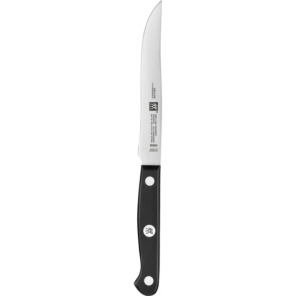 Нож для стейка Zwilling Gourmet 12 см, цельнокованый, сталь FRIODUR, рукоять из ABS-пластика на заклёпках, серебристый с чёрным