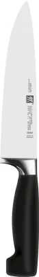 Нож поварской Zwilling Four Star 18 см, кованый, чёрная рукоять, 55–58 HRC