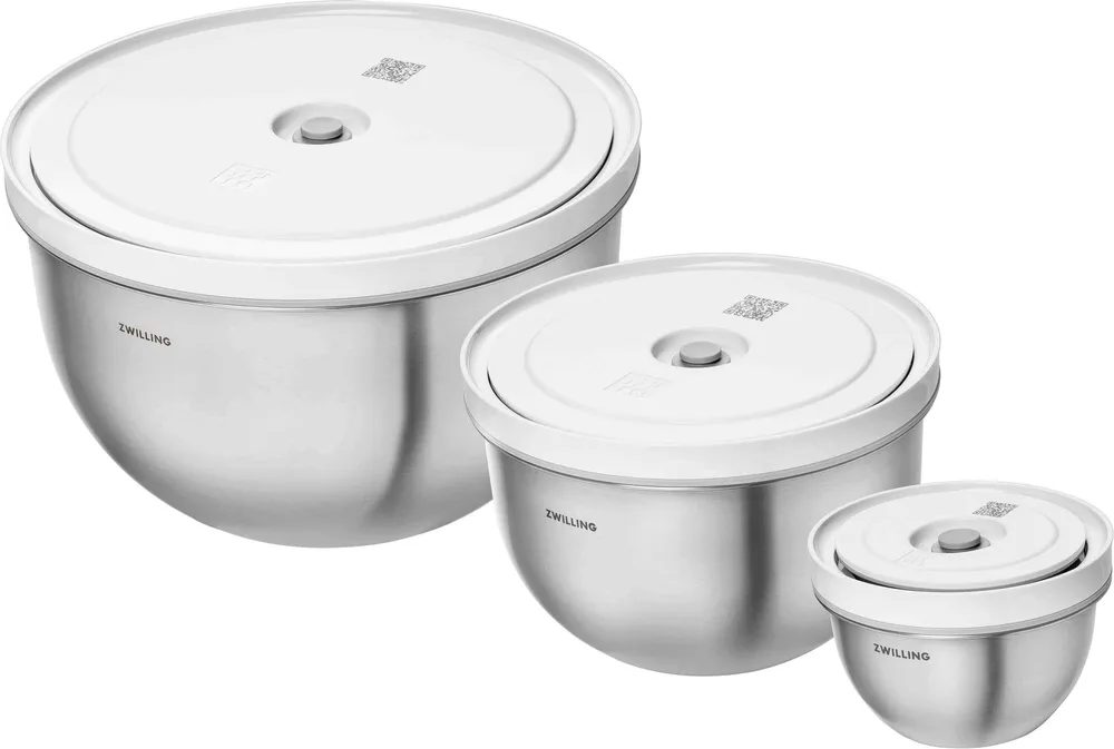 Набор из 3 стальных мисок с крышками Zwilling Fresh & Save S/M/L, 0,35 л, 1,75 л и 4 л