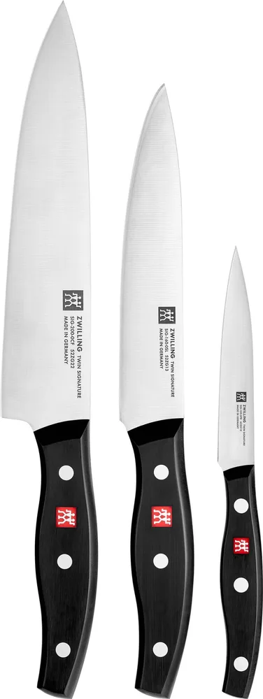 Набор ножей Zwilling Signature, 3 предмета: для овощей и фруктов 10 см, для колбасных изделий 16 см, поварской 20 см