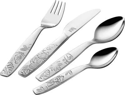 Набор детских столовых приборов ZWILLING Kids Джунгли, 4 предмета, нержавеющая сталь, с изображениями животных