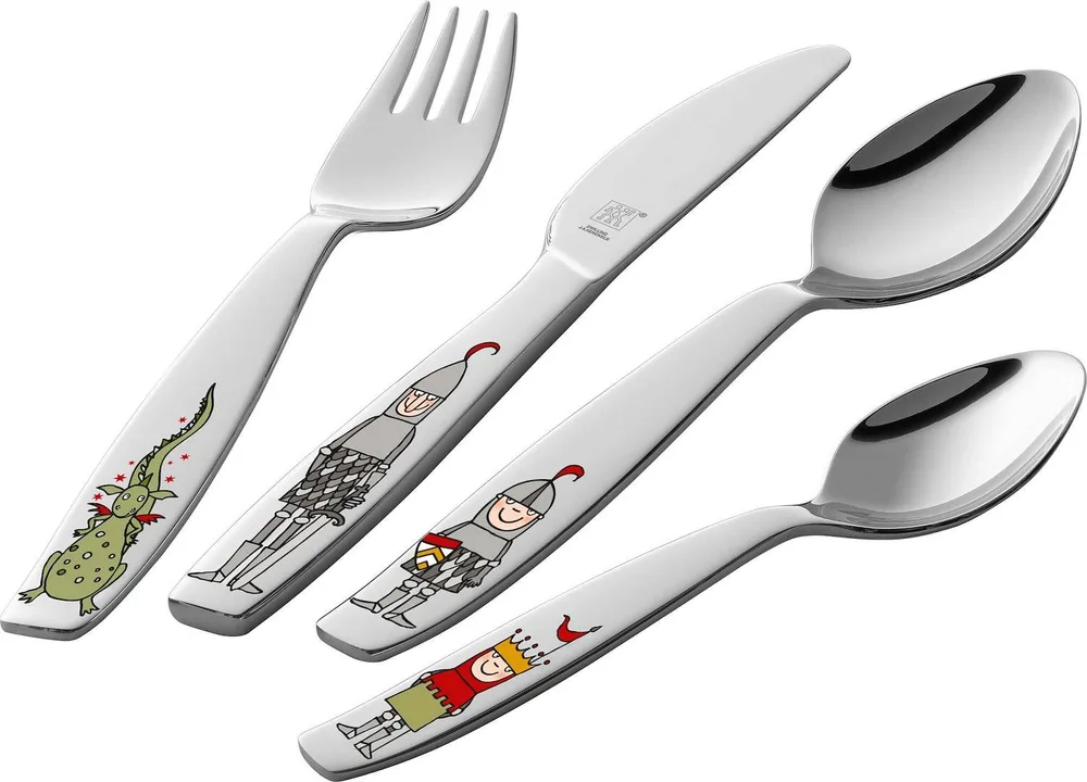 Набор детских столовых приборов ZWILLING Kids Eckbert, 4 предмета, нержавеющая сталь, с рыцарями