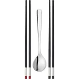 Набор палочек для еды Zwilling World на 2 персоны, 5 предметов, 2 пары палочек и сервировочная ложка, пластик и сталь — фото 1