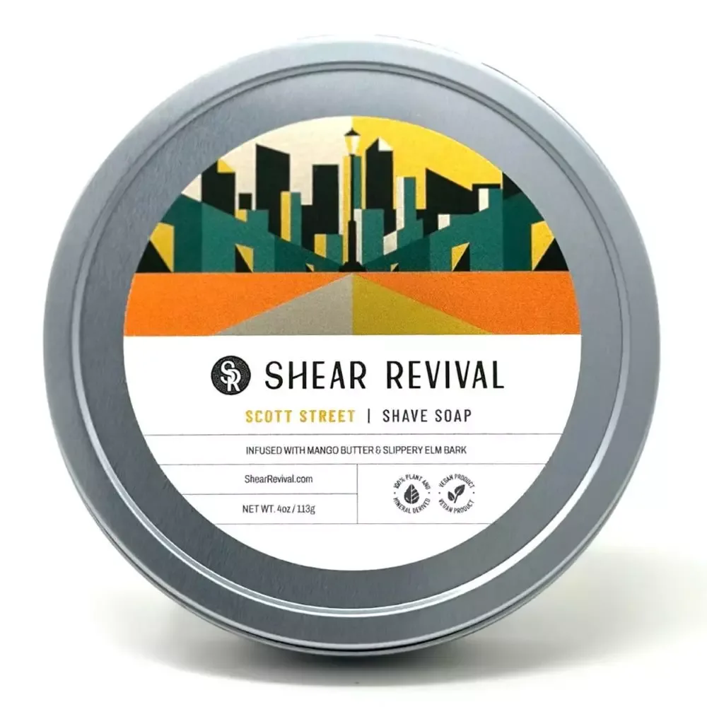 Мыло для бритья Shear Revival Scott Street, апельсин и дубовый мох, 113 г