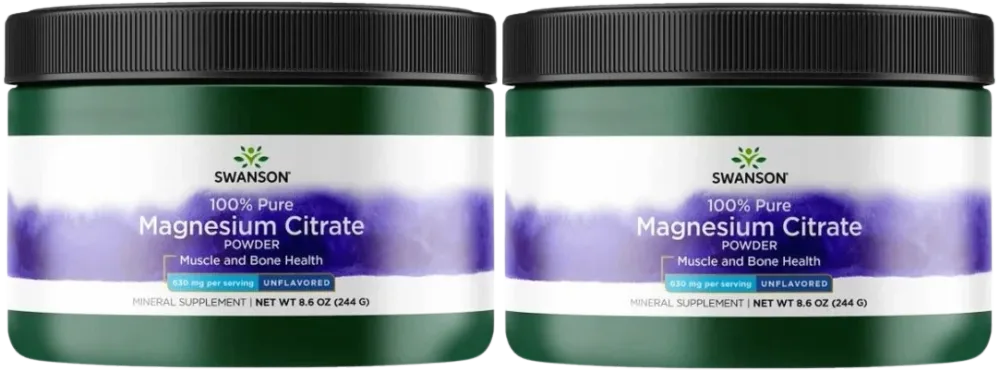 Цитрат магния в порошке Swanson Magnesium Citrate Powder, 2 упаковки по 244 г