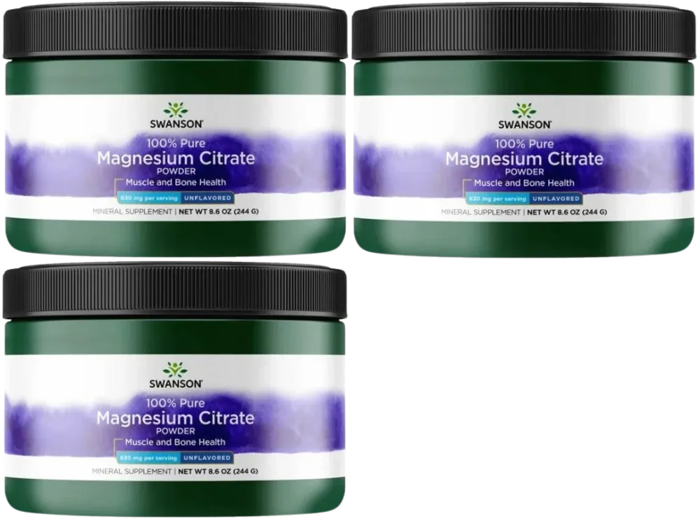 Цитрат магния в порошке Swanson Magnesium Citrate Powder, 3 упаковки по 244 г