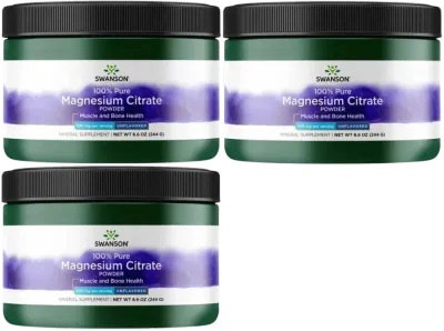 Цитрат магния в порошке Swanson Magnesium Citrate Powder, 3 упаковки по 244 г