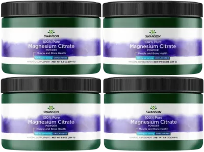 Цитрат магния в порошке Swanson Magnesium Citrate Powder, 4 упаковки по 244 г