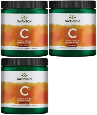 Витамин C в порошке Swanson Vitamin C Powder, 3 упаковки по 454 г