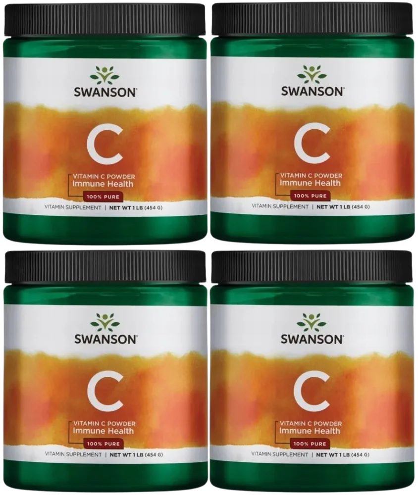 Витамин C в порошке Swanson Vitamin C Powder, 4 упаковки по 454 г