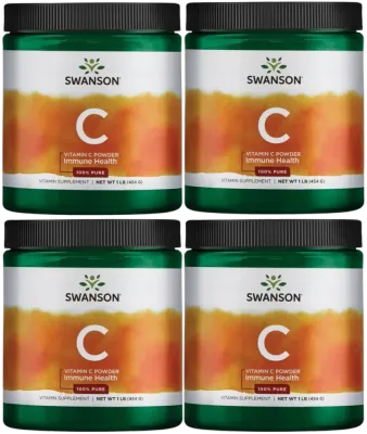 Витамин C в порошке Swanson Vitamin C Powder, 4 упаковки по 454 г