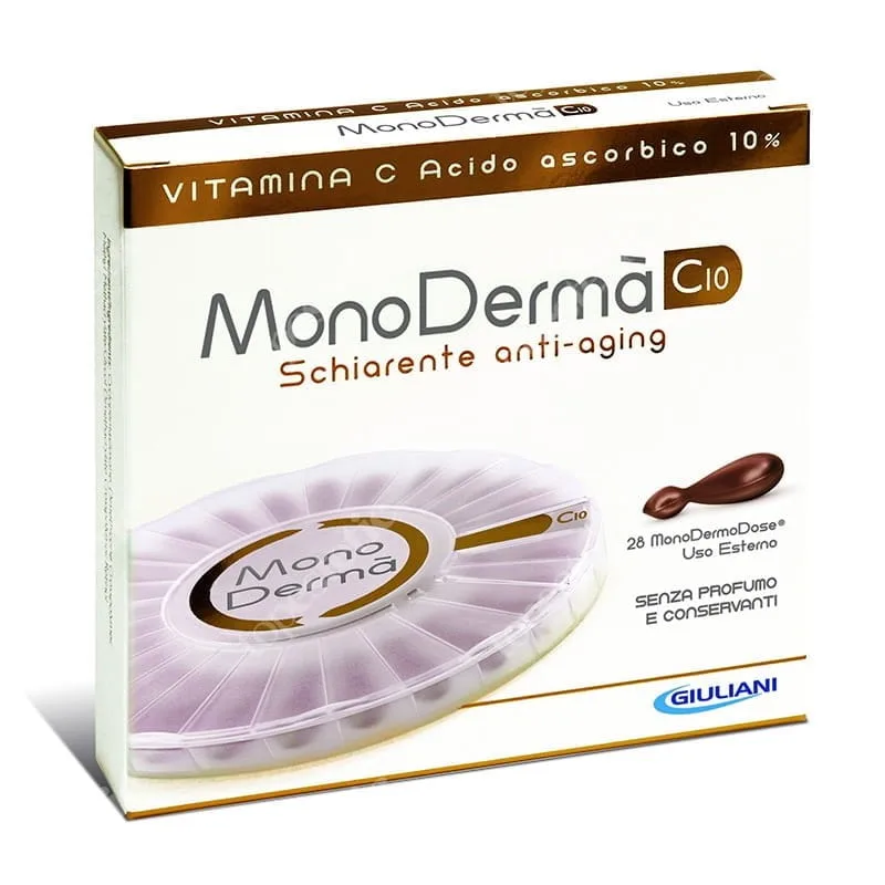 Сыворотка для лица в капсулах MonoDerma C10, с аскорбиновой кислотой 10%, антивозрастная, 28 шт