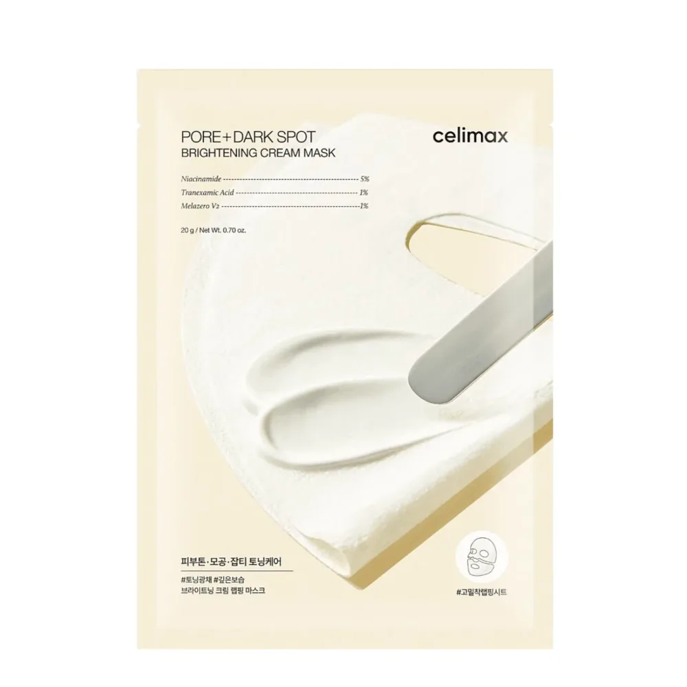 Тканевая маска для лица Celimax Pore+Dark Spot Brightening Cream Mask против пигментации, для зрелой и сухой кожи