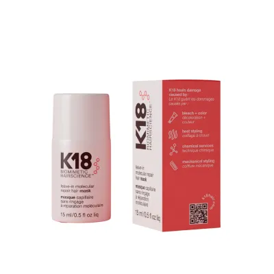 Несмываемая маска для волос K18 Leave-in Molecular Repair восстанавливающая, для повреждённых волос, 15 мл