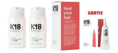 Несмываемая маска для волос K18 Leave-in Molecular Repair Hair Mask, для повреждённых волос, набор 2 × 50 мл и 5 мл