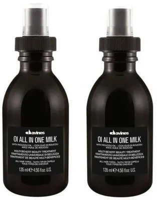 Несмываемое молочко для волос Davines Essential Haircare OI All In One Milk многофункциональное, 2 шт. по 135 мл