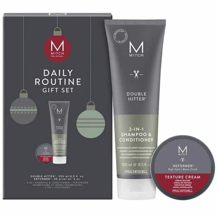 Подарочный набор для мужчин Paul Mitchell Mitch: шампунь-кондиционер Double Hitter и крем для укладки Reformer