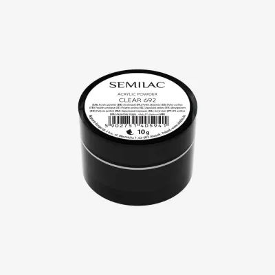 Акриловая пудра для ногтей Semilac Acrylic Powder, для моделирования, оттенок 692 Clear, 10 г