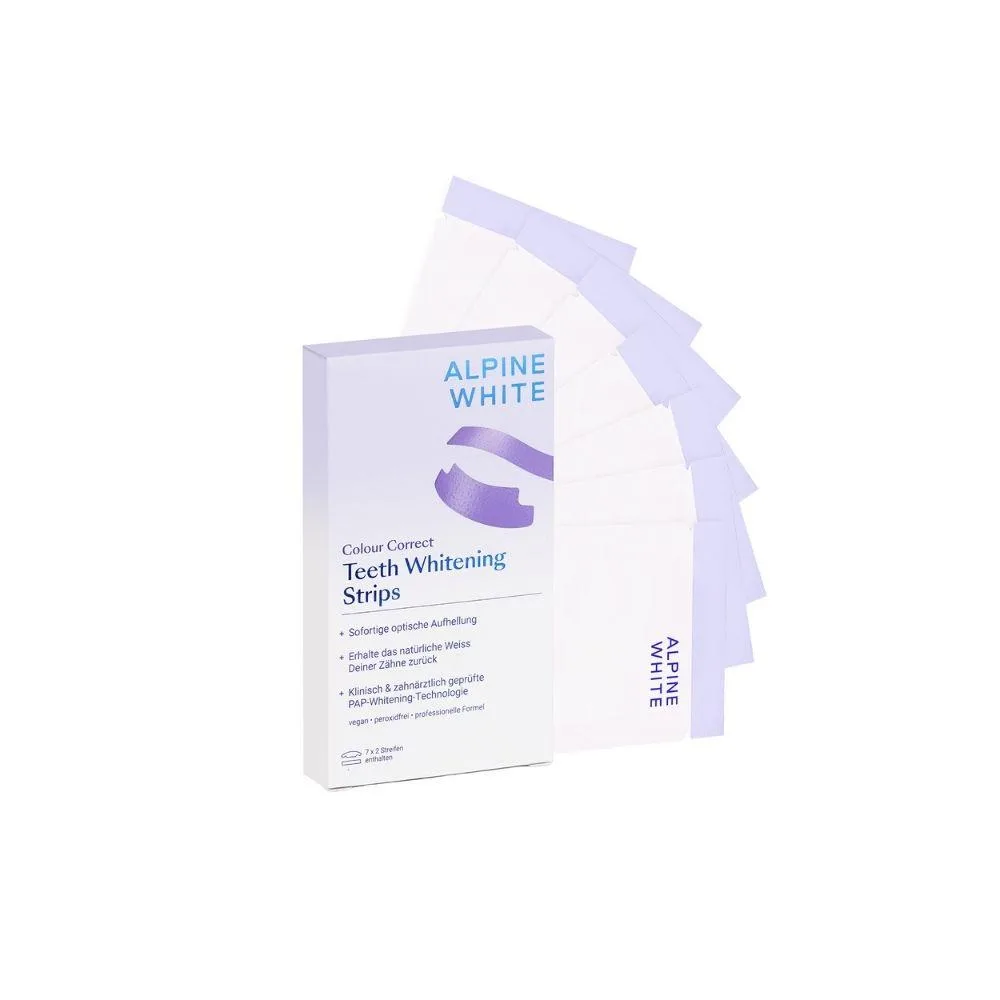 Отбеливающие полоски для зубов Alpine White Colour Correct, с корректором цвета, 14 шт