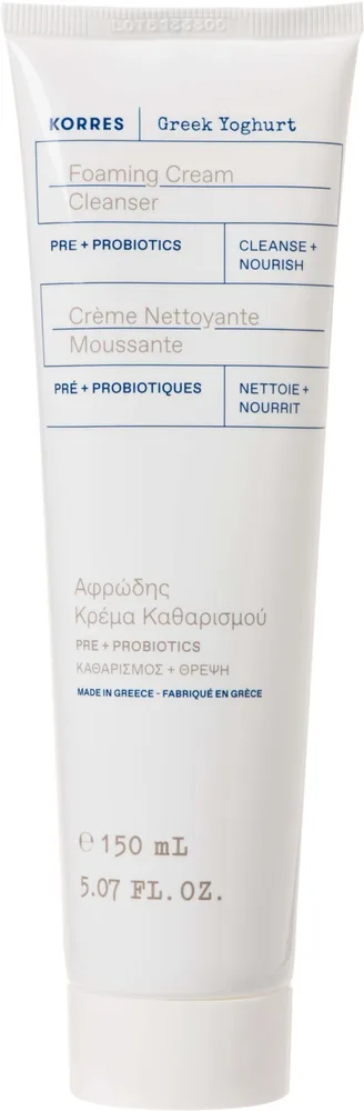 Кремовый гель для умывания Korres Greek Yoghurt Foaming Cream Cleanser с пробиотиками, для чувствительной и сухой кожи, 150 мл