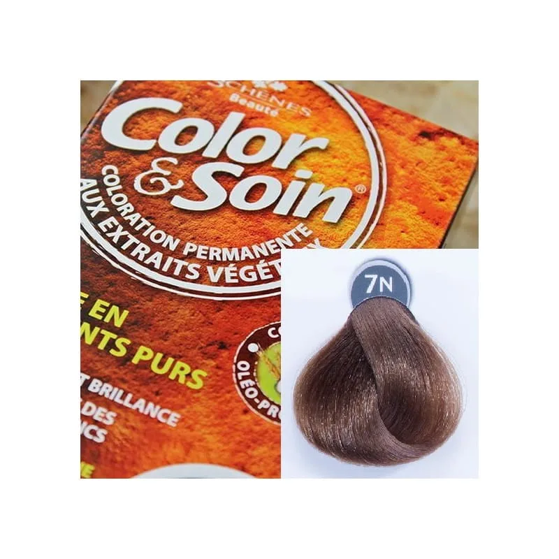 Стойкая краска для волос Color & Soin, закрашивает 100% седины, 135 мл, оттенок 7N