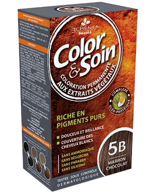 Стойкая краска для волос Color & Soin, закрашивает 100% седины, 135 мл, оттенок 5B