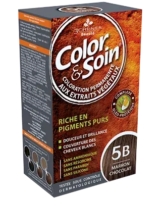 Стойкая краска для волос Color & Soin, закрашивает 100% седины, 135 мл, оттенок 5B