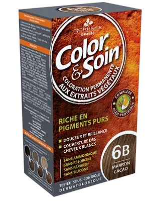 Стойкая краска для волос Color & Soin, закрашивает 100% седины, 135 мл, оттенок 6B