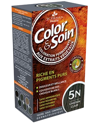 Стойкая краска для волос Color & Soin, закрашивает 100% седины, 135 мл, оттенок 5N
