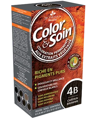 Стойкая краска для волос Color & Soin, закрашивает 100% седины, 135 мл, оттенок 4B